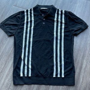 Paul Jones Black Polo Shirt, Pin Stripe